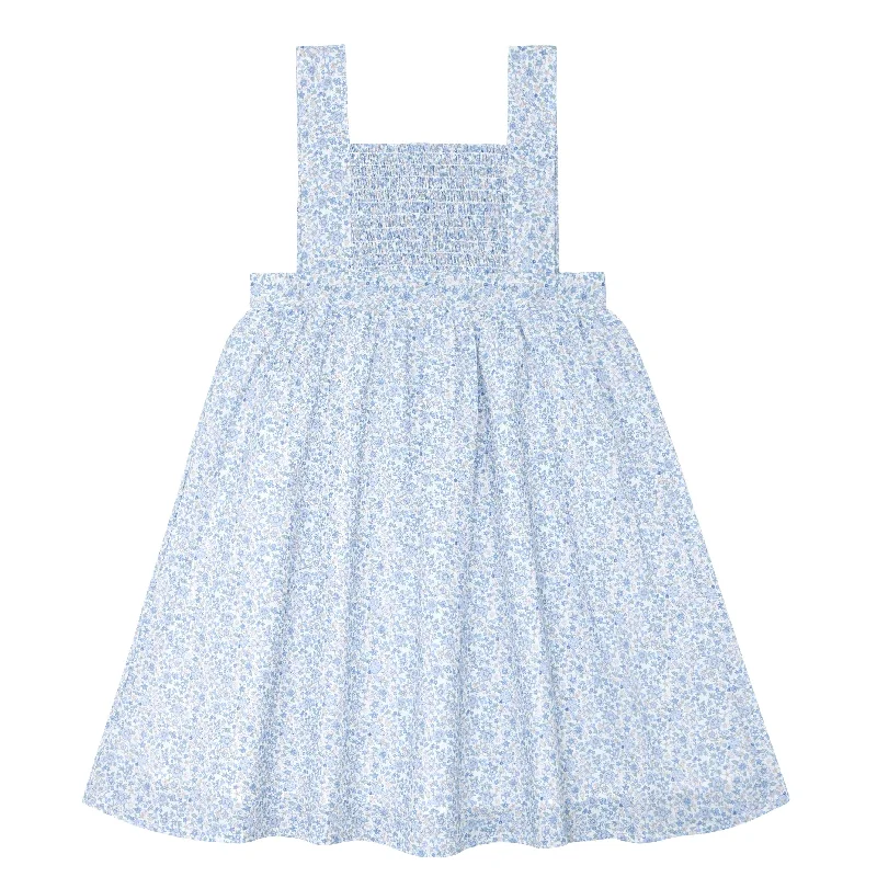 girls slate floral smocked bib dress Best floral dresses for curvy figures