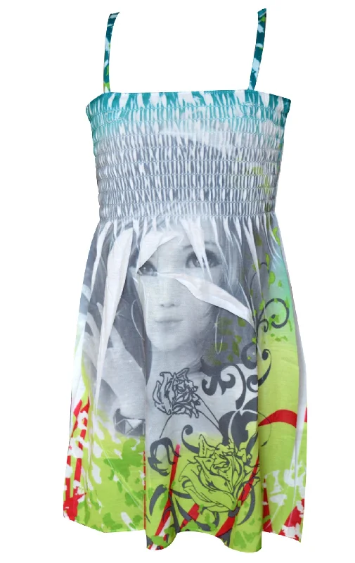 Girls Strappy Summer Face Print Dress Age 2 to 10 Years New Year's Eve floral dresses