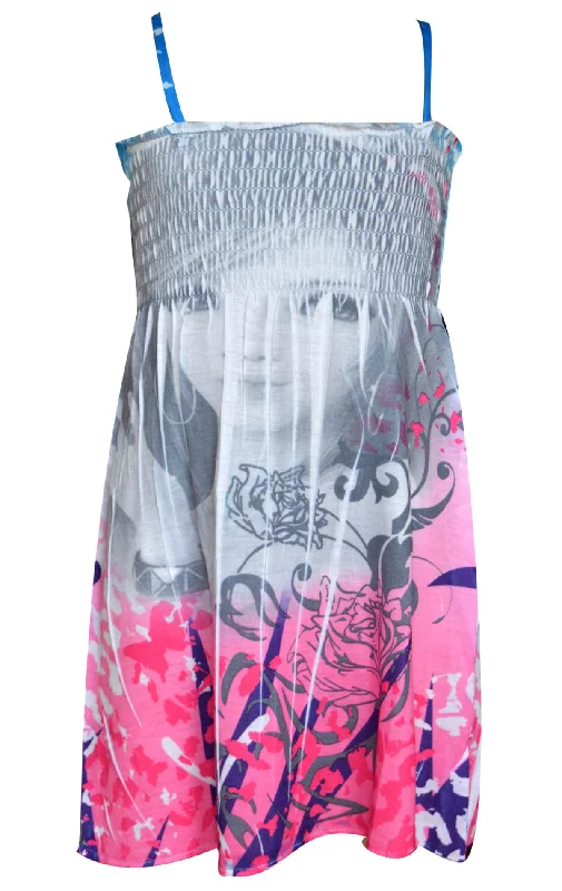 Girls Strappy Summer Face Print Dress Age 2 to 10 Years Cocktail floral dresses