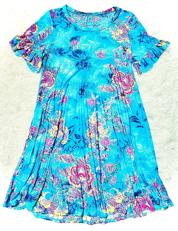 Turquoise Paisley Floral Dress With Pockets Flattering floral dresses for all body types