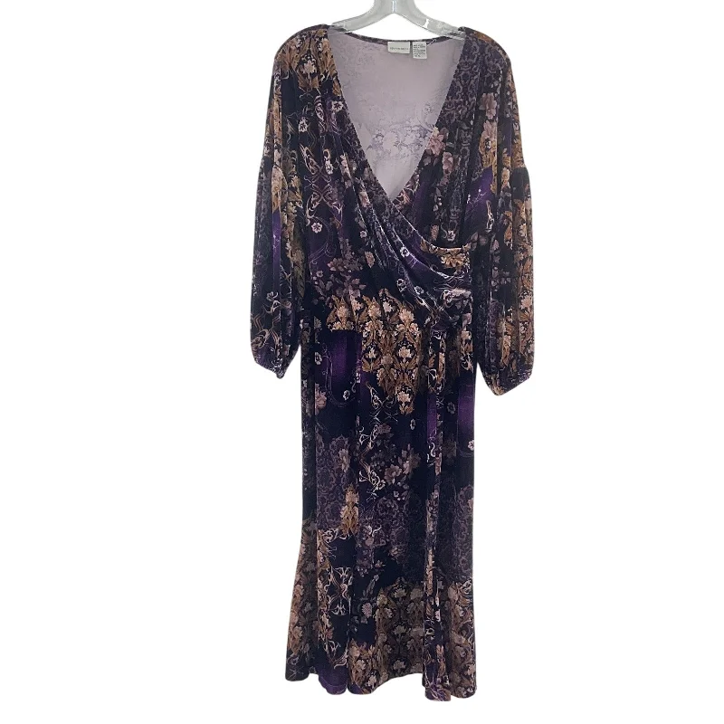 Newport News Purple Floral Print Faux-Wrap Maxi Dress Women’s XL Plus Preowned Silk Maxi Skirt