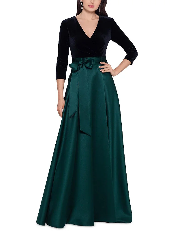 Petites Womens Velvet Maxi Evening Dress High-Waist Maxi Skirt