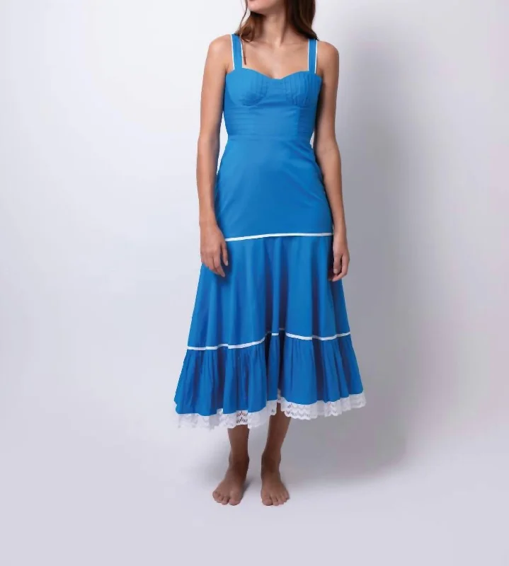 Renatta Maxi Dress In Blue Button-down Maxi Skirt