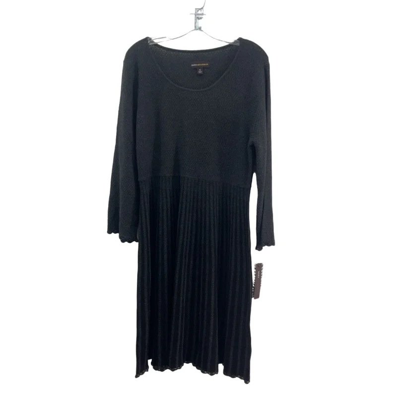 Women's Dana Buchman Black Long Sleeve Flowy Sweater Dress XL Acrylic Preowned Maxi Skirt Trend