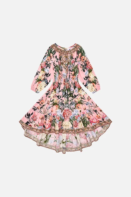 KIDS HI-LOW BLOUSON SLEEVE DRESS  4-10 WOODBLOCK WONDER Beach unclassified dresses