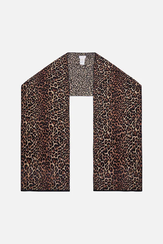 EMBELLISHED KNIT SCARF LEOPARD PRINT Holiday unclassified dresses