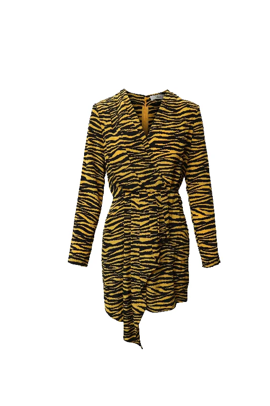 A.L.C Jensen Tiger Print Dress in Multicolor Silk Bold pattern unclassified dresses