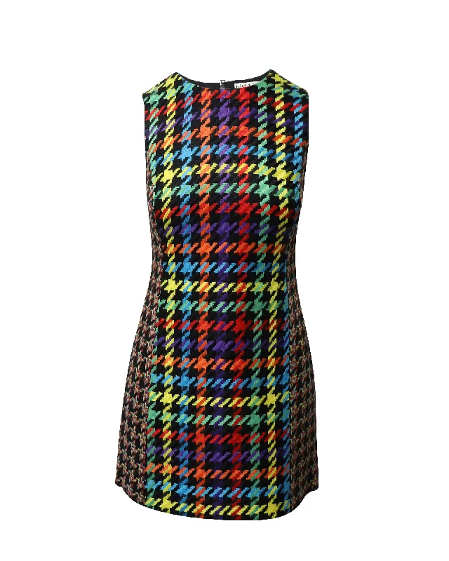 Alice + Olivia Coley Houndstooth Sleeveless Dress in Multicolor Acrylic Travel unclassified dresses