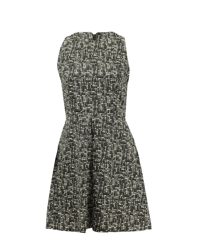 Alice + Olivia Janette Tweed Dress in Black Cotton Long unclassified dresses