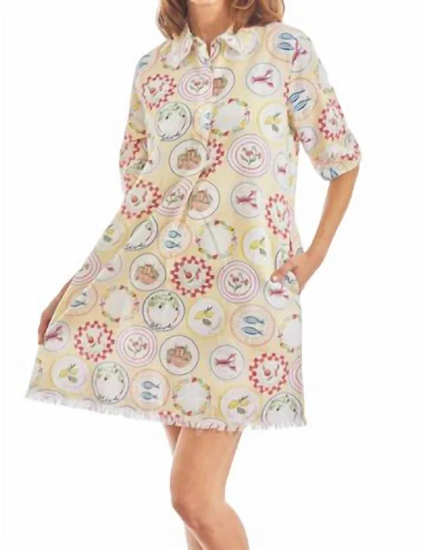 Chatham Italian Plates Dress In Beige Stylish unclassified dresses