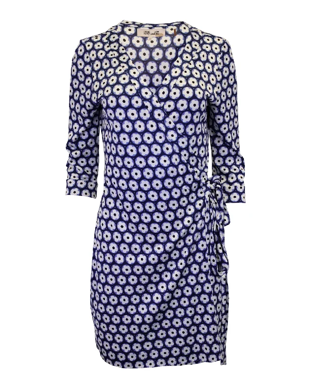 Diane Von Furstenberg Julian Wrap Dress in Blue Silk High-end unclassified dresses