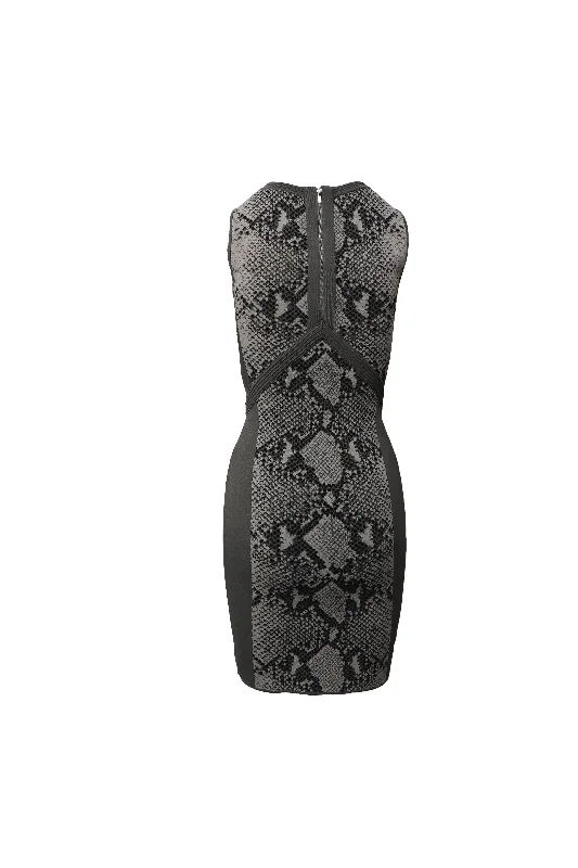 Diane Von Furstenberg Snake Print Dress in Grey Rayon Minimalist unclassified dresses