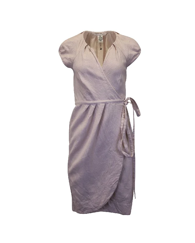 Diane Von Furstenberg Wrap Dress in Pink Linen Anniversary unclassified dresses