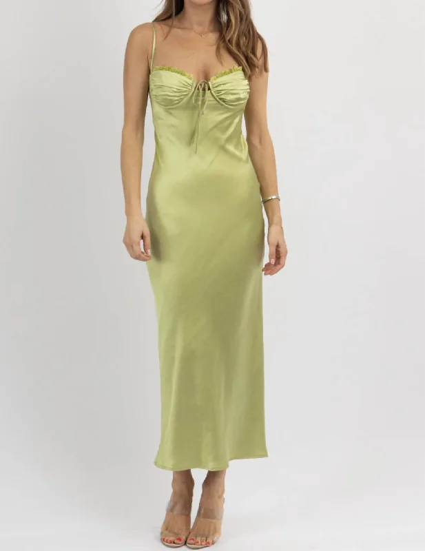 Emi Satin Dress In Lime Wedding guest unclassified dresses