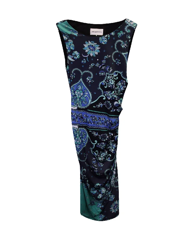 Emilio Pucci Printed Sleeveless Dress in Multicolor Silk Designer unclassified dresses