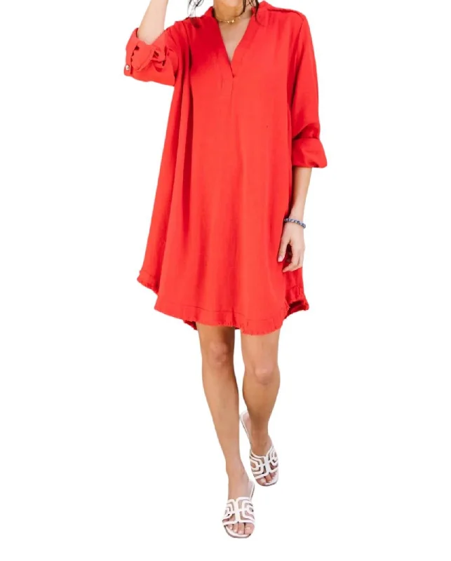 Fireside Chats Dress In Red High-low unclassified dresses