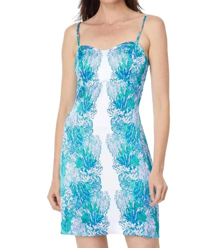 Gillian Satin Slip Dress In Las Olas Aqua Strong Current Sea Engineered Open-back unclassified dresses