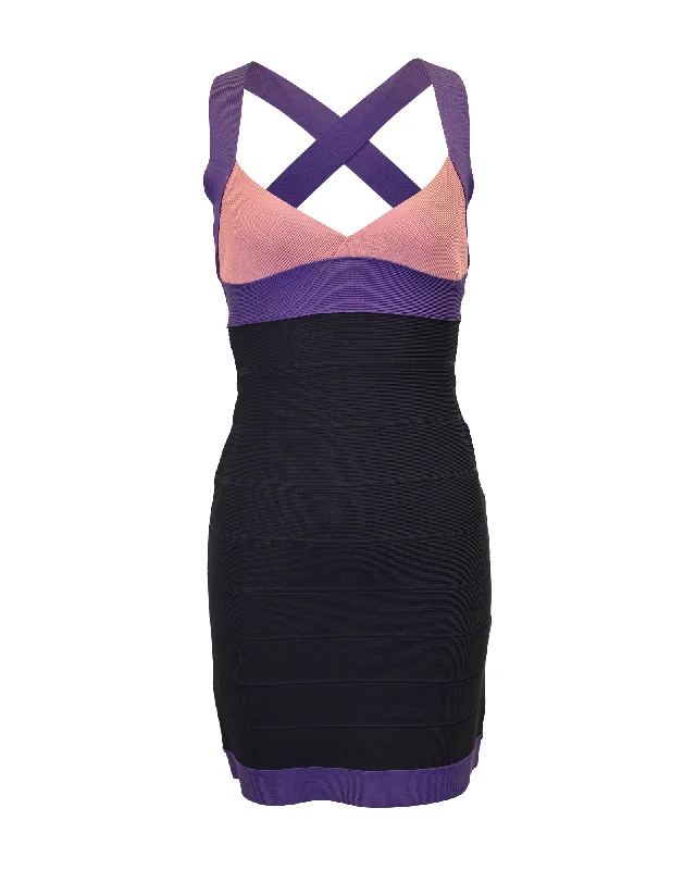 Herve Leger Cross-Back Bandage Dress in Multicolor Rayon High-low unclassified dresses