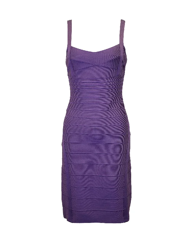 Herve Leger Sleeveless Bandage Dress in Purple Rayon Lounge unclassified dresses