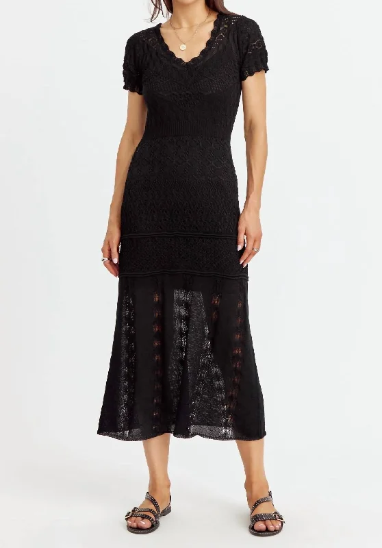 Inda Crochet Knit Dress In Black Popular unclassified dresses