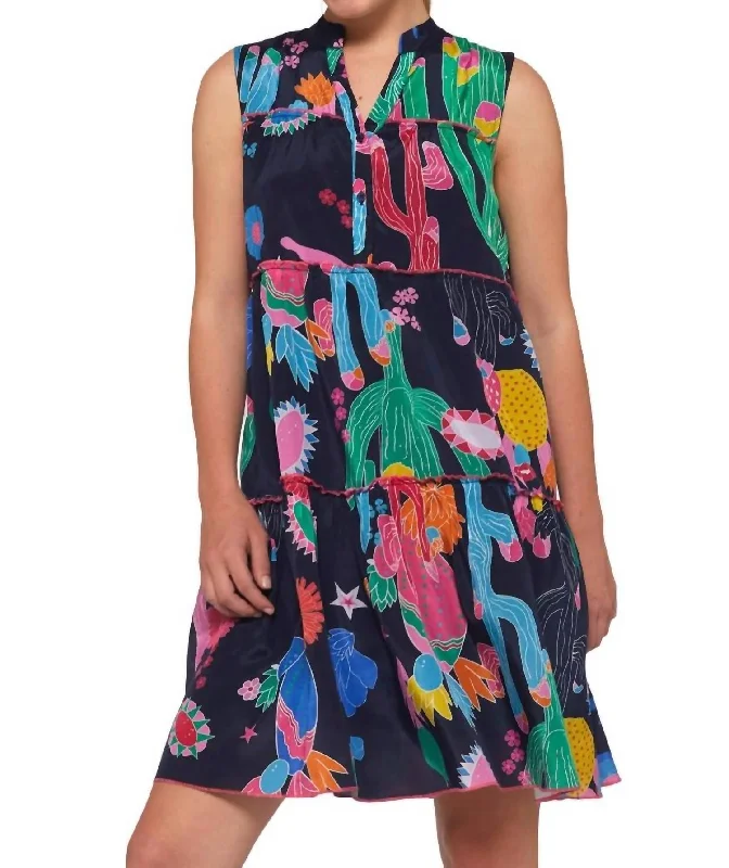 Isa Dress In Cactus Print Ruched unclassified dresses