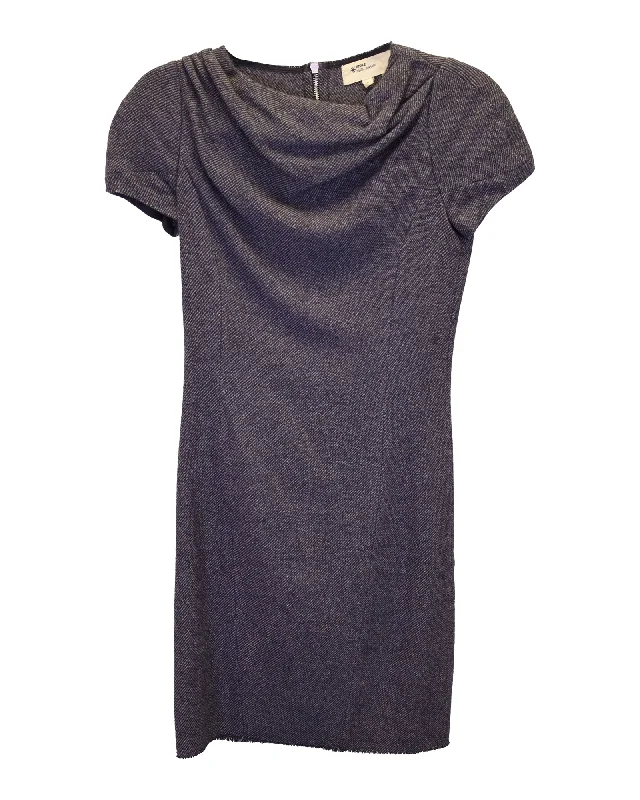 Isabel Marant Etoile Cowl Neck Shift Dress in Grey Wool Polka dot unclassified dresses