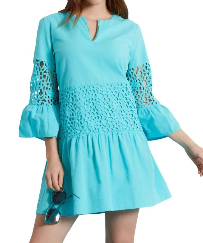 Izzy Eyelet Tunic Dress In Seaside Casual chic unclassified dresses