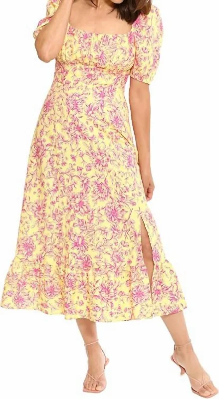 Kiraz Dress In Yellow/pink Smocked unclassified dresses