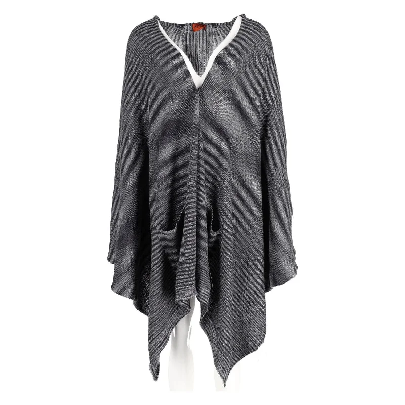 Missoni Knit Shawl Cover Up Top in Grey Wool Petite unclassified dresses