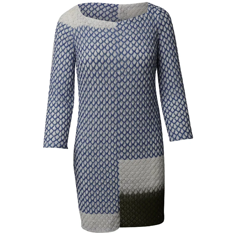 Missoni Knitted Asymmetric Pattern Dress in Blue Rayon Affordable unclassified dresses