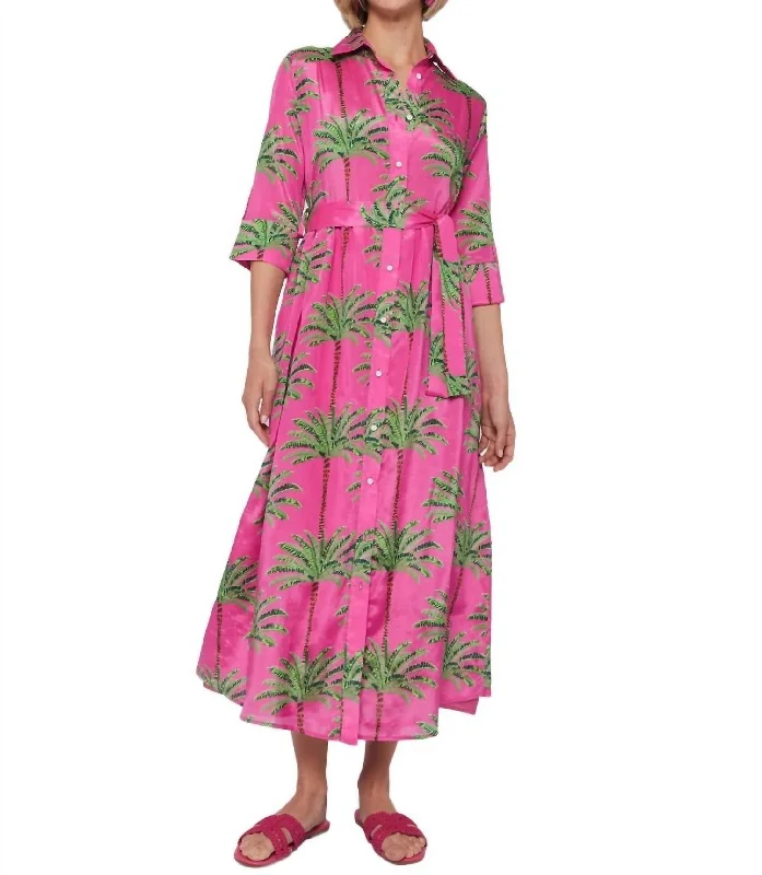 Natalia Dress In Pink Palm Tree A-line unclassified dresses