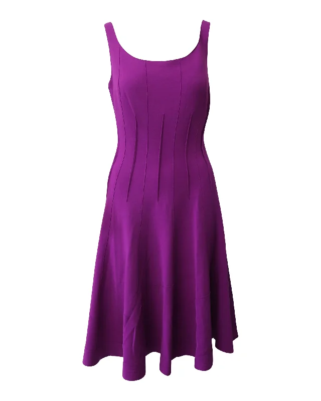 Oscar De La Renta Purple Sleeveless Fit and Flare dress Date night unclassified dresses