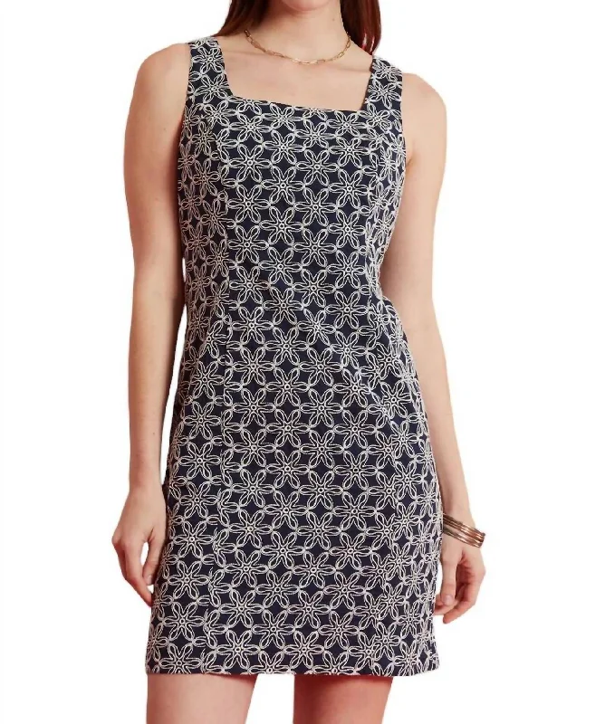 Pamela Embroidered Dress In Navy Sexy unclassified dresses