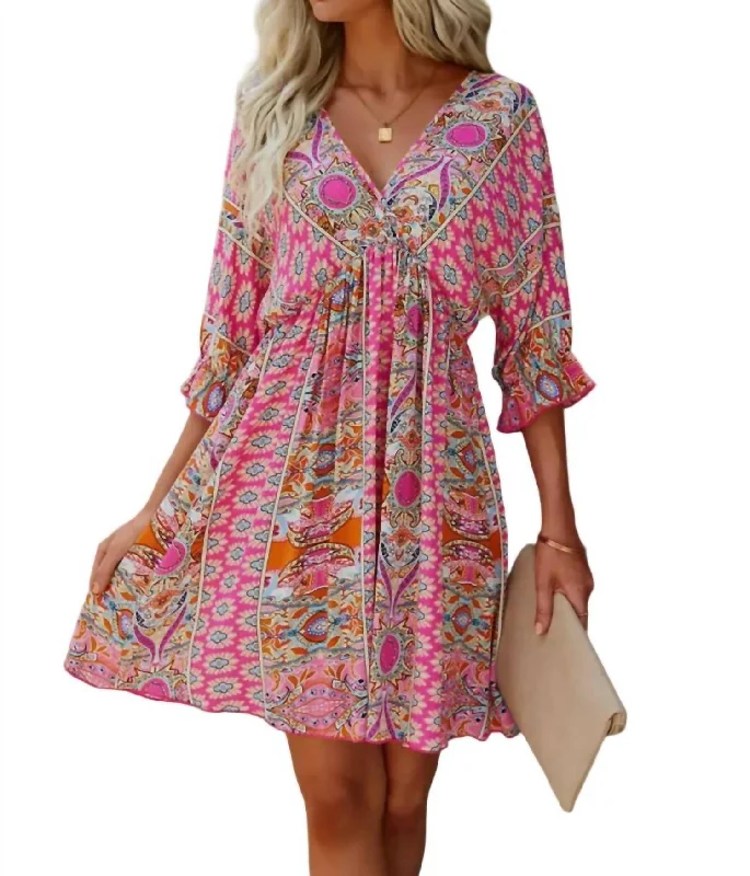 Patterned Dress In Pink Beach unclassified dresses