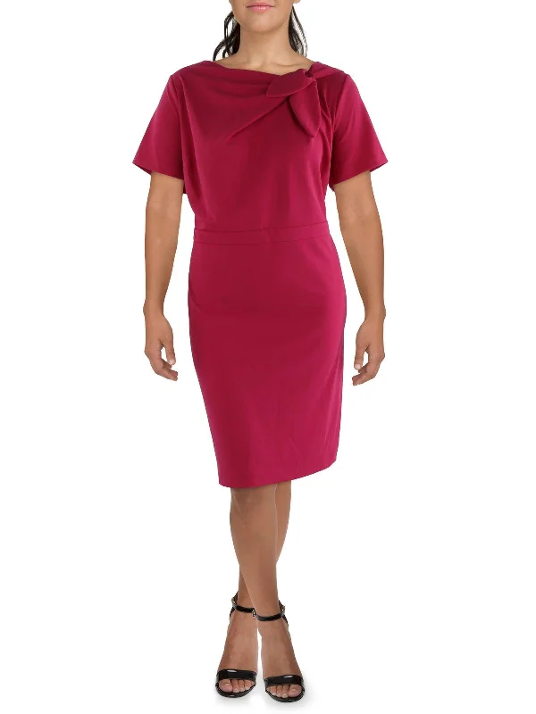 Plus Womens Tie Neck Knee-Length Wear To Work Dress Open-back unclassified dresses