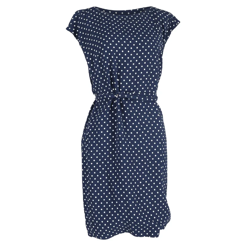 Prada Polka Dot Dress in Blue Viscose High-low unclassified dresses