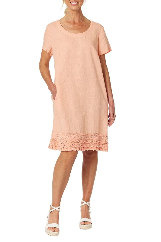 RUFFLE HEM LINEN DRESS - 46000GS Short unclassified dresses