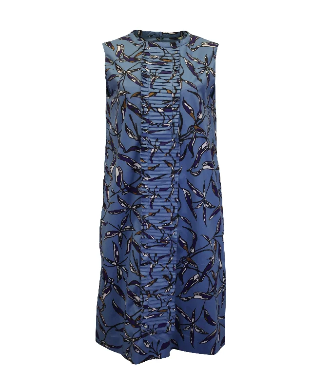 'S Max Mara Nola Sleeveless Printed Shift Dress in Blue Cotton Pastel unclassified dresses