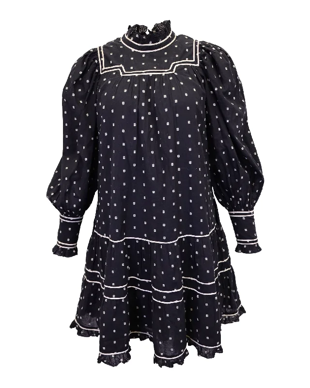 Ulla Johnson Polka Dot Dress in Black Cotton Cocktail unclassified dresses