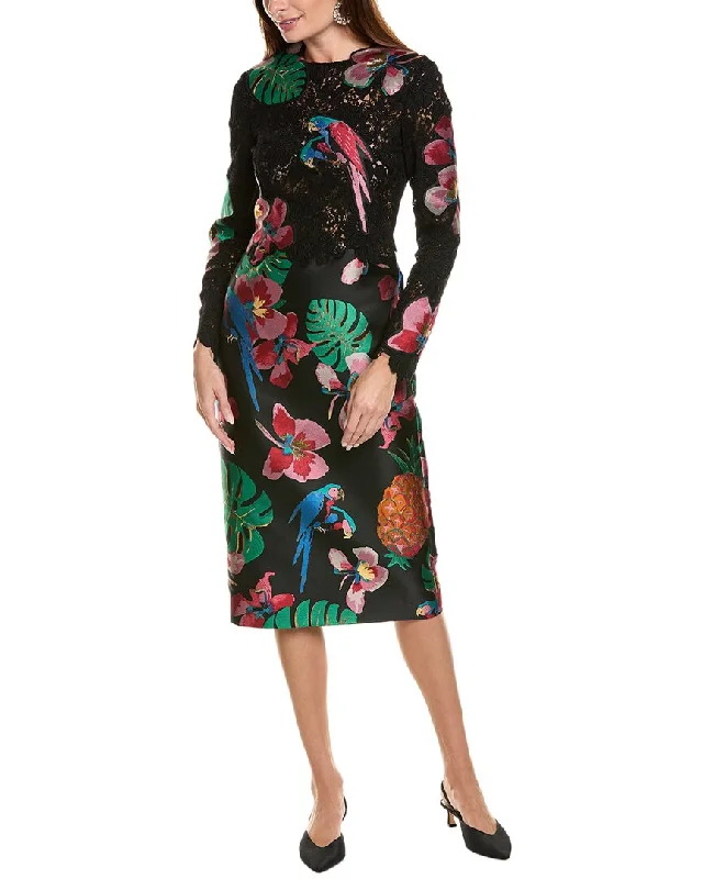 Valentino Tropical Print Silk-Blend Sheath Dress Unique unclassified dresses