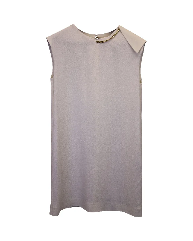 Victoria Beckham Chain-Embellished Crepe Dress in White Viscose Pastel unclassified dresses