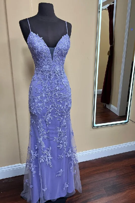 Lace Appliques Mermaid Straps Long Prom Dress Y7380 Lace Bridesmaid Gown