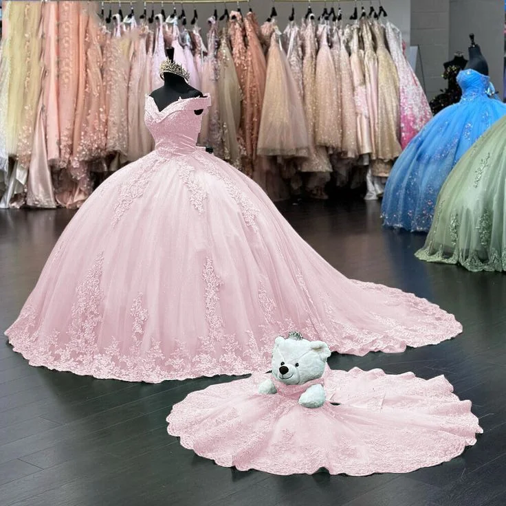 Off Shoulder Pink Sweet 16 Quinceanera Dresses Lace Birthday Ball Gown Y7245 Sexy Lace Dress